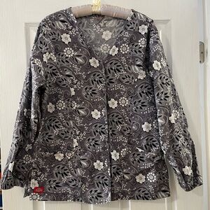 Dickies Women's Black and White Floral Top